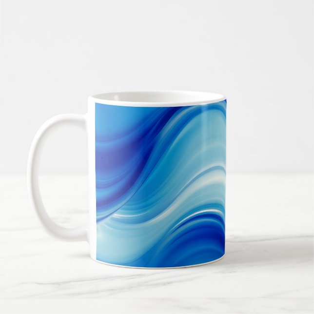 Caneca De Café Sapphire Abstract Wave Glow Art (Esquerda)