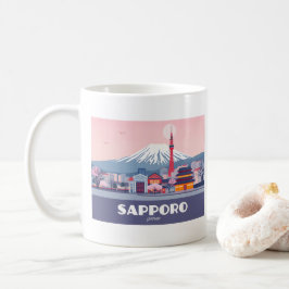Caneca De Café Sapporo Japão Hokkaido Cityscape Pastel Viagem
