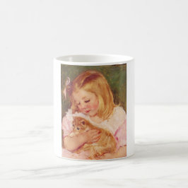 Caneca De Café Sara Holding um Gato (por Mary Cassatt)