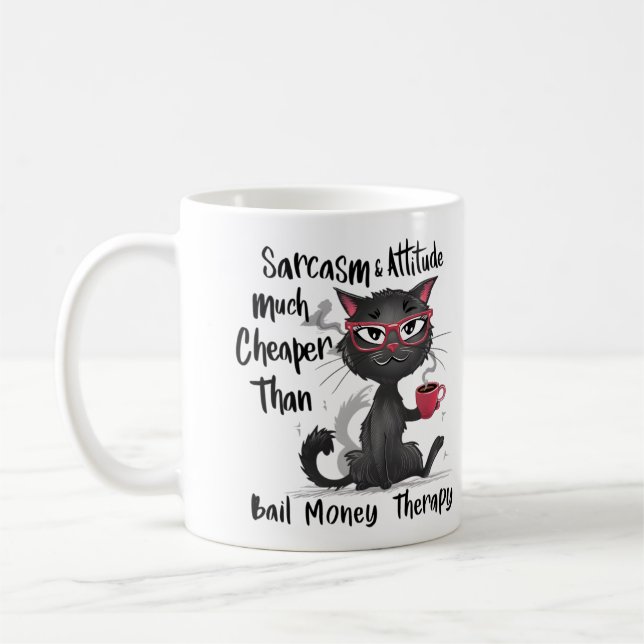 Caneca De Café Sarcasm & Attitude Funny Cat Lover Gift  (Esquerda)