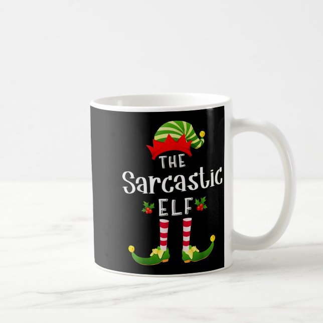 Caneca De Café Sarcastic Christmas Elf Matching Pajama X-mas Part (Direita)