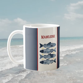 Caneca De Café Sardinhas Limões Colcha Remendada Costeira Monogra