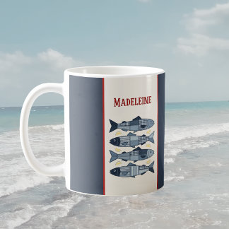 Caneca De Café Sardinhas Limões Colcha Remendada Costeira Monogra