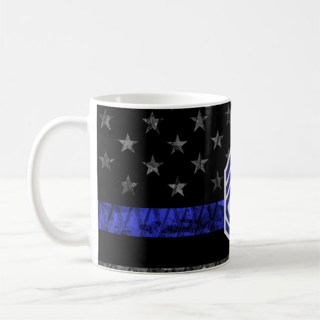 Caneca De Café Sargento com Diamond Thin Blue Line, Fl (Esquerda)