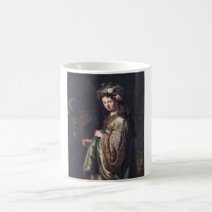 Caneca De Café Saskia van Uylenburgh como Flora, Rembrandt, 1634