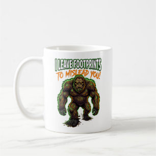 Caneca De Café Sasquatch Eu Deixo Pegadas Humor Criptídeo Engraça