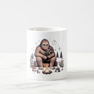 Caneca De Café Sasquatch Segurando Flores