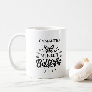Caneca De Café Sassy Funny Girly Anti Social Butterfly
