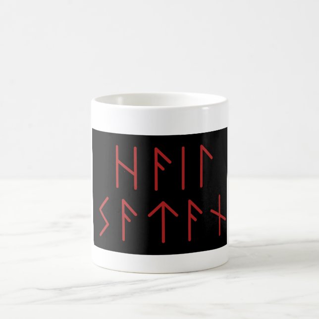 Caneca De Café Satã de granizo do Velho Vermelho Escuro Futhark (Centro)