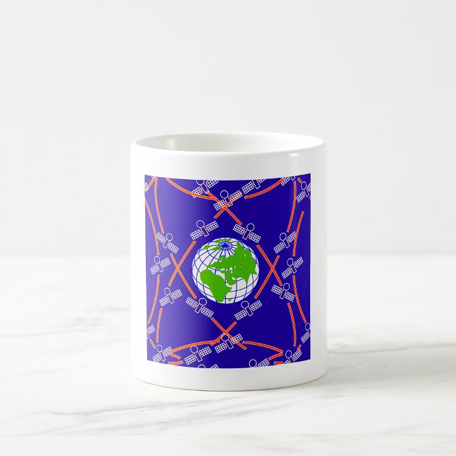 Caneca De Café Satélites orbitando a Terra (Criador carregado)