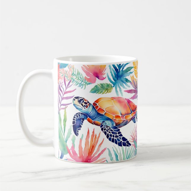Caneca De Café Satural Tropical Colorida Ocean Sealife (Esquerda)