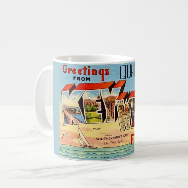 Caneca De Café Saudação a oeste da Chave Retro (Frente Esquerda)
