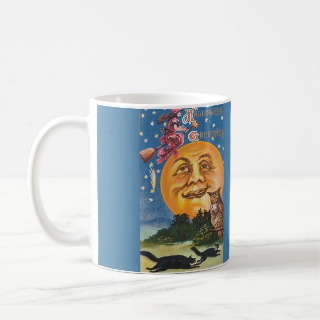 Caneca De Café Saudação de Halloween Vintage (Esquerda)
