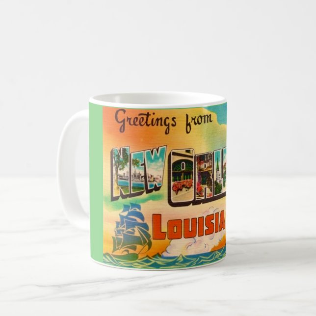 Caneca De Café Saudação de Nova Orleans  (Frente Esquerda)