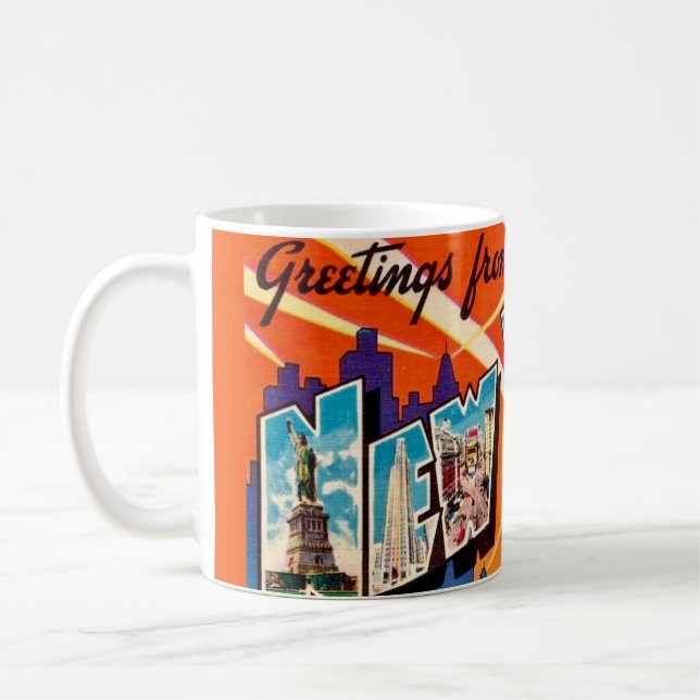 Caneca De Café Saudação Retro de Nova York (Esquerda)