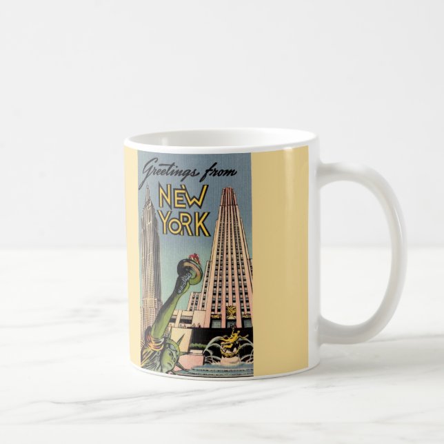 Caneca De Café Saudação Retro Nova York (Direita)