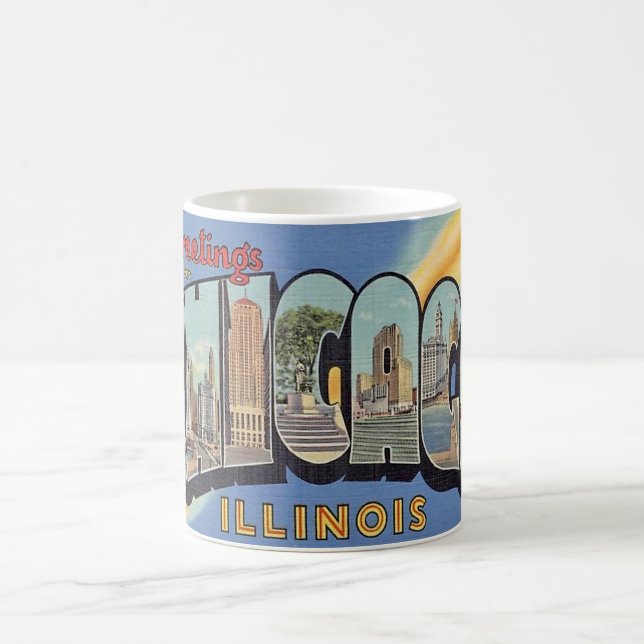 Caneca De Café Saudação Vintage de Chicago  (Centro)