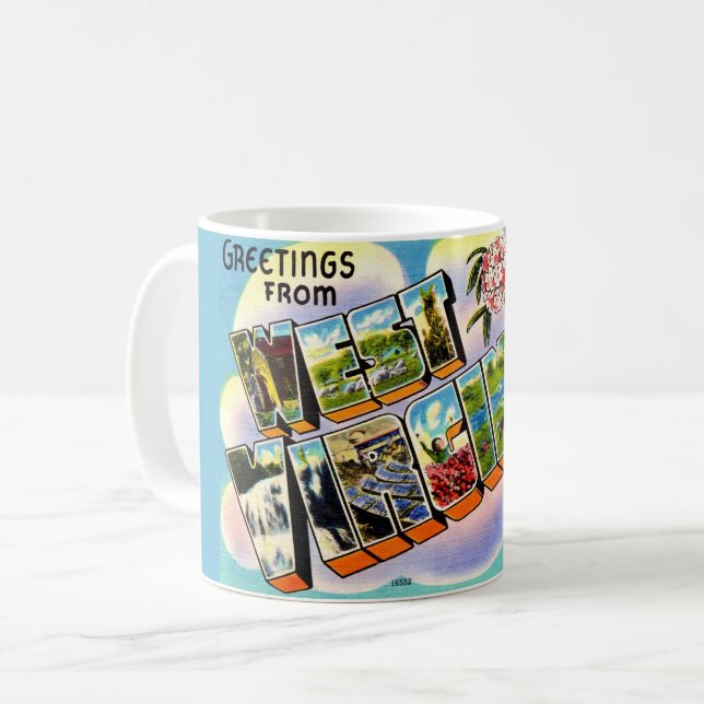 Caneca De Café Saudação Vintage West Virginia  (Frente Esquerda)