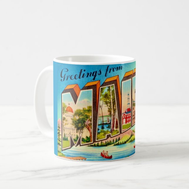 Caneca De Café Saudações de Maine (Frente Esquerda)