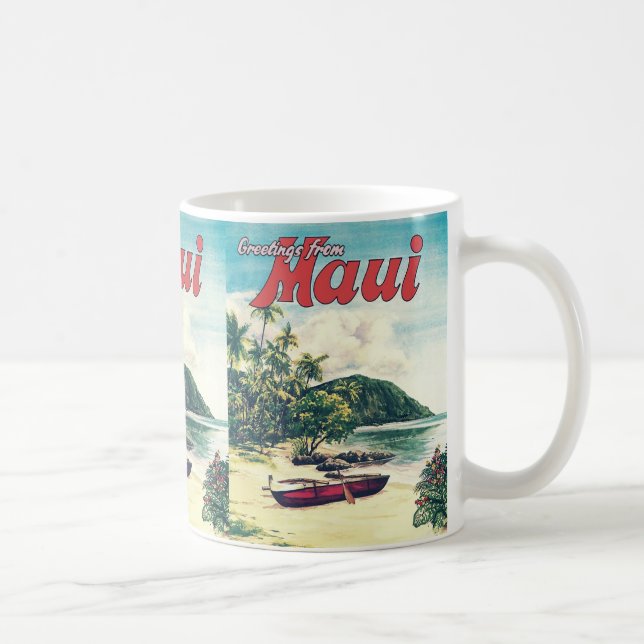 Caneca De Café Saudações De Maui, Havaí    (Direita)