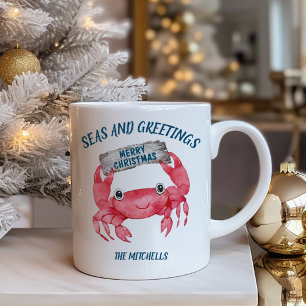 Caneca De Café Saudações de Natal do Caranguejo Náutico