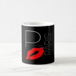 Caneca De Café Saudações de Paris França Red Lipstick Kiss