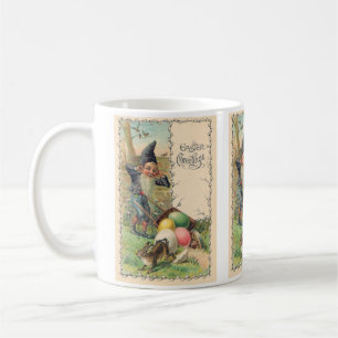 Caneca De Café Saudações de Páscoa Vitorianas Vintage com Gnome