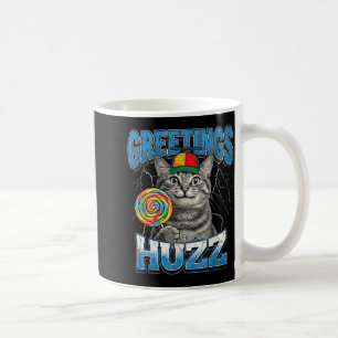Caneca De Café Saudações Huzz Lollip Cat Meme Engraçado