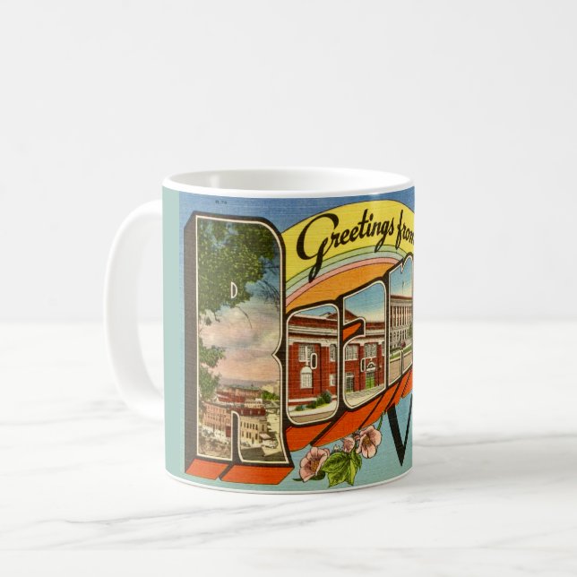 Caneca De Café Saudações Retro de Roanoke, VA (Frente Esquerda)