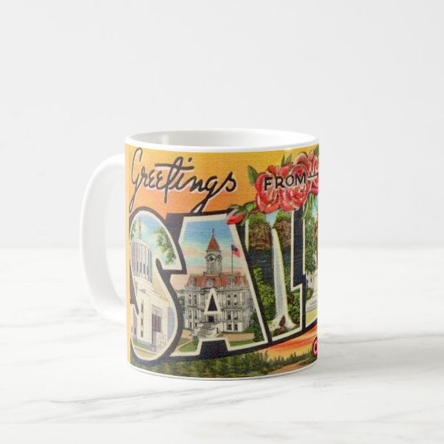Caneca De Café Saudações Salem Oregon (Frente Esquerda)