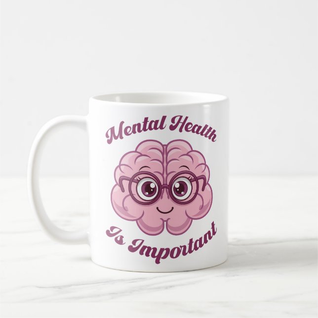 Caneca De Café Saúde Mental É Importante, Consciência Cérebro (Esquerda)