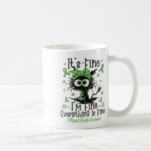 Caneca De Café Saúde Mental Guerreiro Consciência Preta Cérebro d
