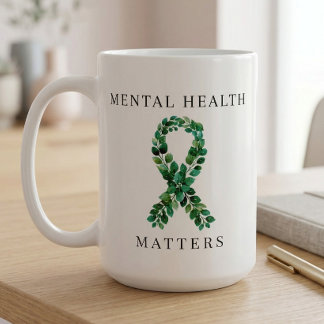 Caneca De Café Saúde Mental Personalizada Importa Fita Verde