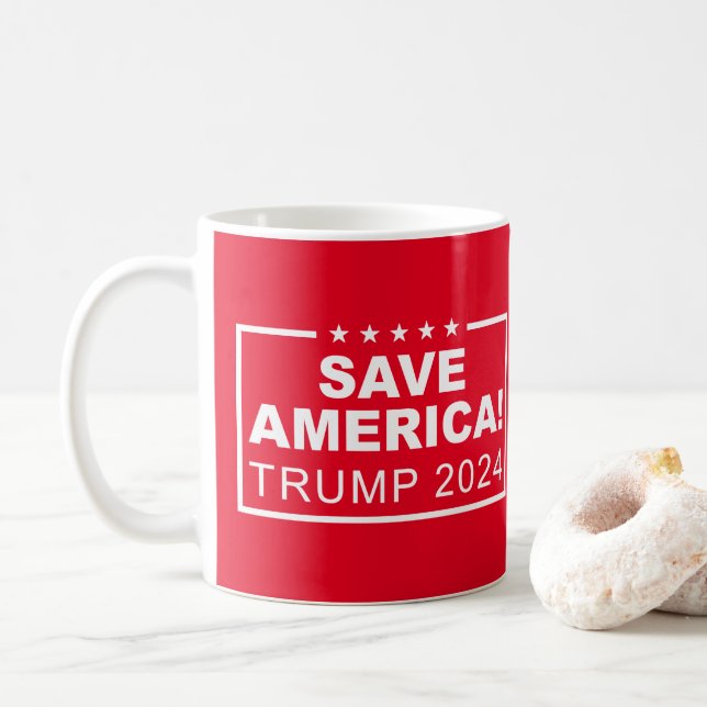 Caneca De Café Save America Trump 2024 (Com Donut)