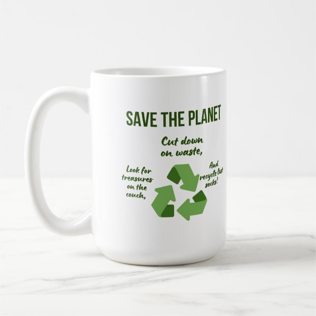 Caneca De Café Save, Share, and Recycle (Esquerda)
