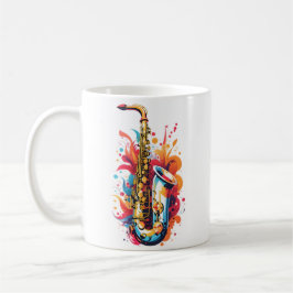 Caneca De Café Saxofone colorida