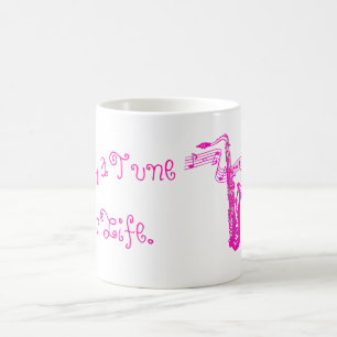 Caneca De Café Saxofone Rosa & Notas Tocam uma Canção Para a vida