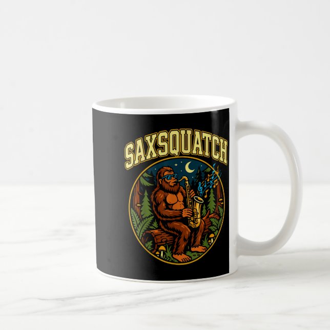 Caneca De Café Saxsquatch Bigfoot Saxophone Player Jazz Music Hum (Direita)