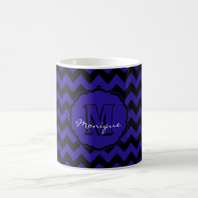 Caneca De Café SC Monograma Chevron, Blue-Black-Coffee Mug (Centro)