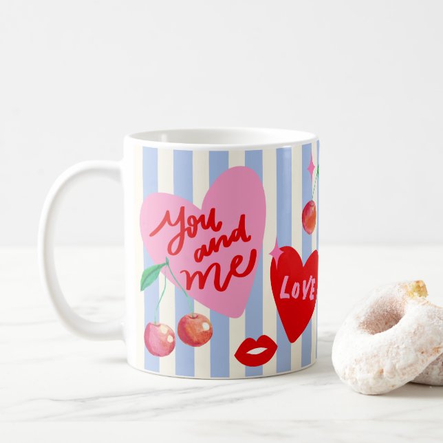 Caneca De Café Scallop Photo Frame Hearts Cherries Lips Love Cute (Com Donut)