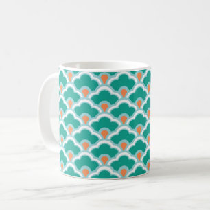 Caneca De Café Scallops, cerceta, Aqua e coral chineses de Deco