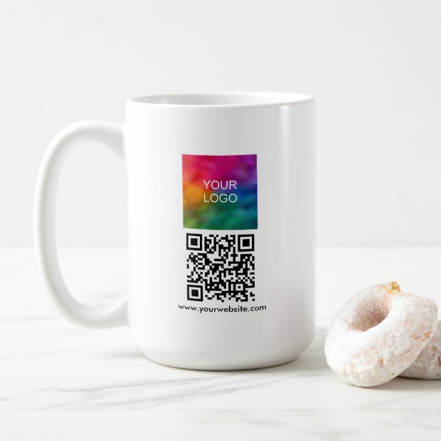 Caneca De Café Scan Me QR Code Upload Logo Modern Promotional (Com Donut)