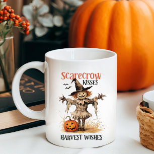 Caneca De Café Scarecrow Kisses e Harvest Deseja o outono
