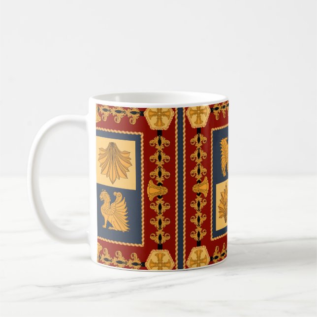 Caneca De Café Scarf com leões sentados em ouro. Elementos separa (Esquerda)