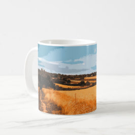 Caneca De Café Scenic Country Path Golden Field Retro