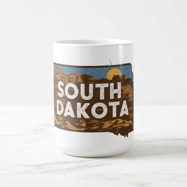 Caneca De Café Scenic South Dakota Retro Silhouette (Centro)