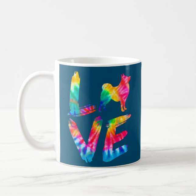 Caneca De Café Schipperke Tie Dye Love Dog Mom Dad  (Esquerda)