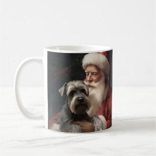 Caneca De Café Schnauzer Com Papai Noel Natal Festivo