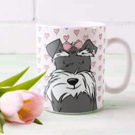 Caneca De Café Schnauzer Corações Fofos