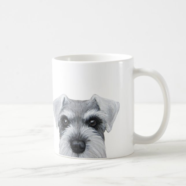 Caneca De Café Schnauzer de sal e de pimenta, cinza, original (Direita)